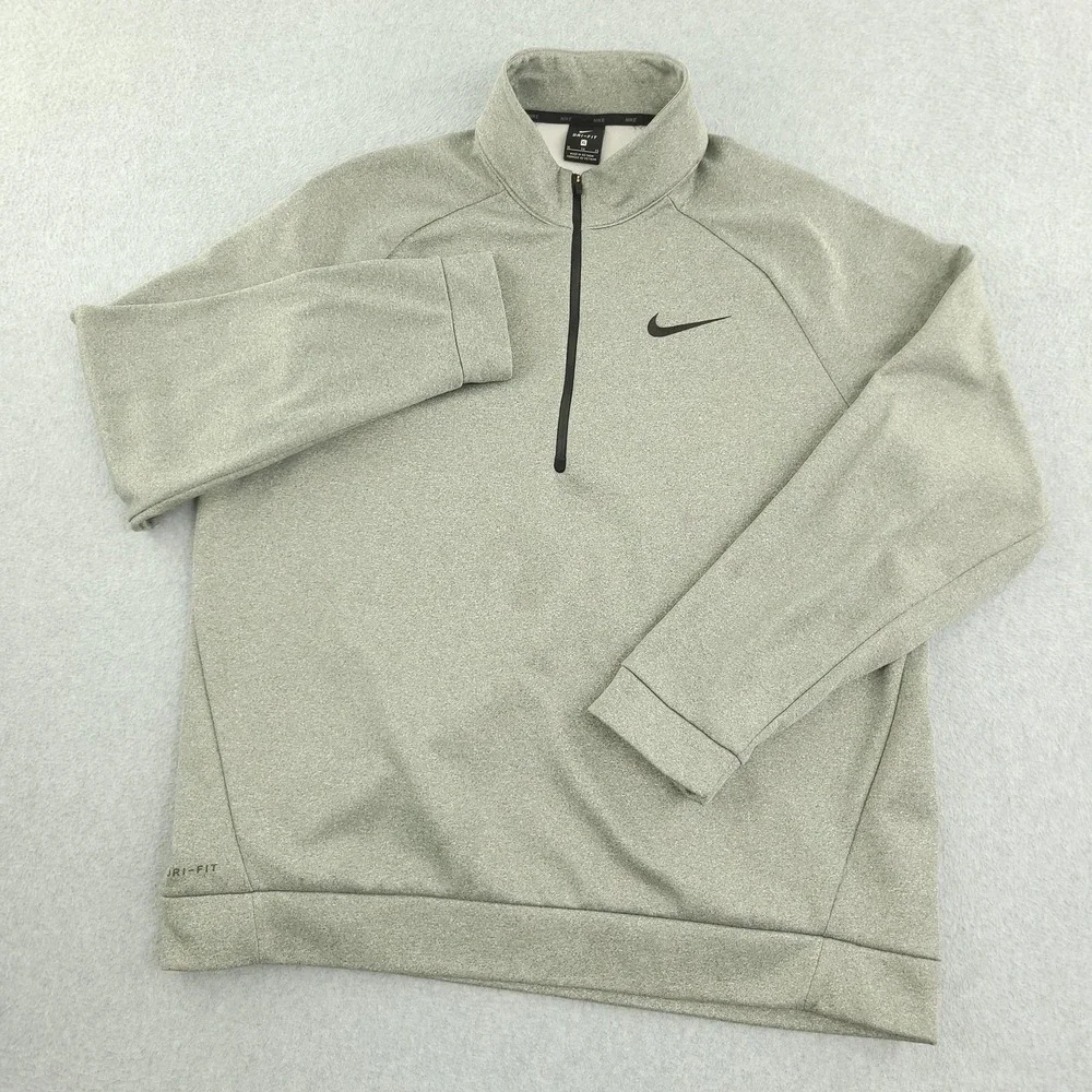 Nike Dri-FIT Fleece Pullover Mens XL Gray 1/4 Zip Long Sleeve Top Athletic